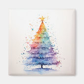 Watercolor Rainbow Christmas Tree Magnet (Vorne)
