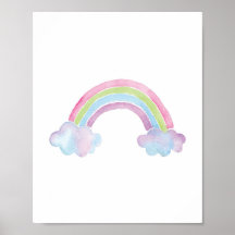 Watercolor Rainbow Cloud Baby Kinderzimmer Poster