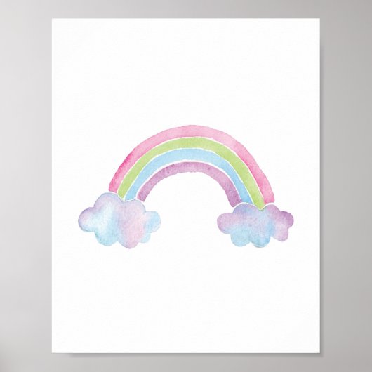 Watercolor Rainbow Cloud Baby Kinderzimmer Poster (Vorne)