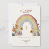 Watercolor Rainbow Flowers 1st Birthday Party Einladung (Vorderseite)