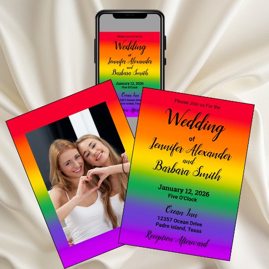 Watercolor Rainbow Gay Pride Hochzeit Einladung