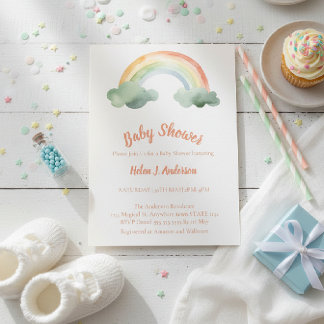 Watercolor Rainbow Gender Neutral Baby Shower  Einladung