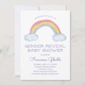 Watercolor Rainbow Gender Reveal Baby Shower Einladung (Vorderseite)
