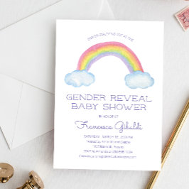 Watercolor Rainbow Gender Reveal Baby Shower Einladung