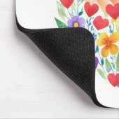 Watercolor Rainbow Heart & Flowers Personalized Mousepad (Ecke)