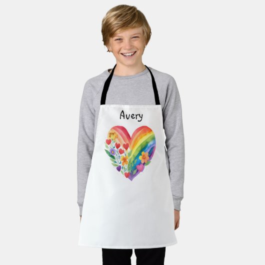 Watercolor Rainbow Heart Personalized Schürze (Getragen)