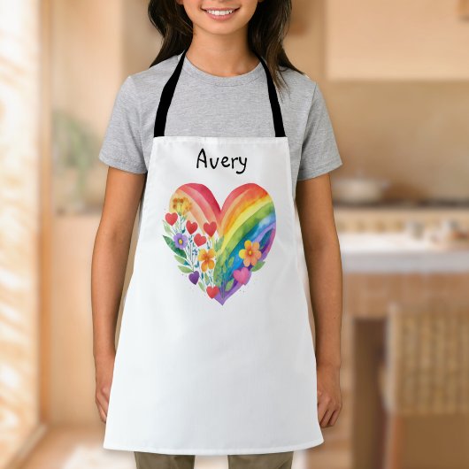 Watercolor Rainbow Heart Personalized Schürze