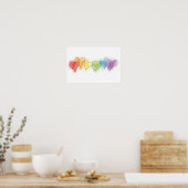 Watercolor Rainbow Hearts Poster (Küche)