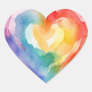 Watercolor Rainbow Heftaufkleber Herz-Aufkleber