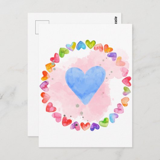 Watercolor Rainbow Heftkarte Postkarte (Vorne/Hinten)