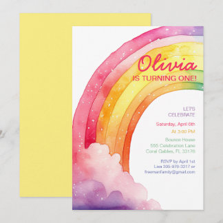 Watercolor Rainbow Kindergeburtstag Party laden Einladung
