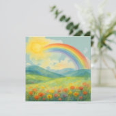 Watercolor Rainbow Landscape with Sun&Wildflowers (Stehend Vorderseite)