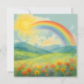 Watercolor Rainbow Landscape with Sun&Wildflowers (Vorderseite)