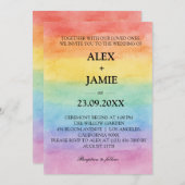 Watercolor Rainbow LGBT Gay Wedding Einladung (Vorne/Hinten)