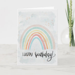 Watercolor Rainbow Modern Happy birthday Karte