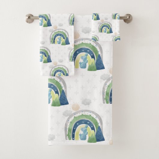 Watercolor Rainbow-Muster Badhandtuch Set (Insitu)