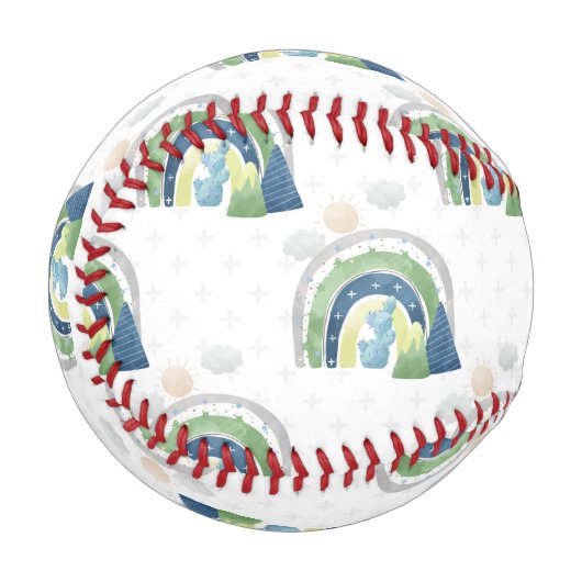 Watercolor Rainbow-Muster Baseball (Vorderseite Links)