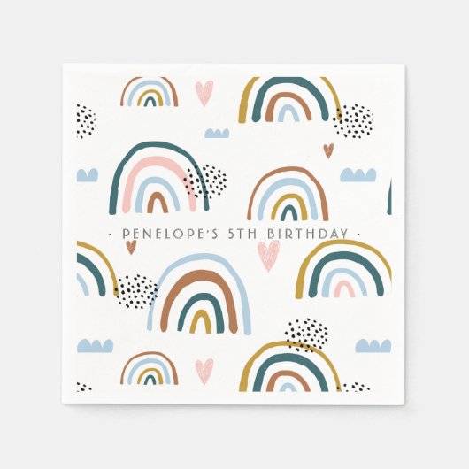 Watercolor Rainbow-Muster | PERSONALISIERT Serviette (Vorderseite)
