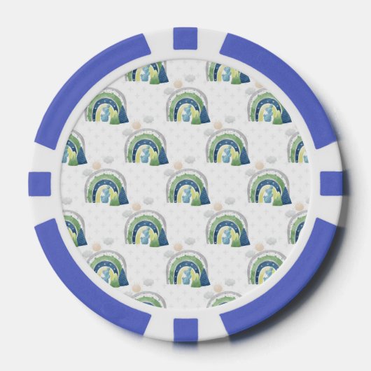 Watercolor Rainbow-Muster Pokerchips (Vorderseite)