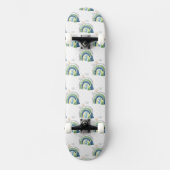 Watercolor Rainbow-Muster Skateboard (Vorderseite)