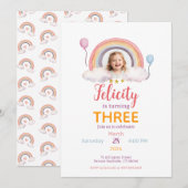 Watercolor Rainbow Party Photo Einladung (Vorne/Hinten)