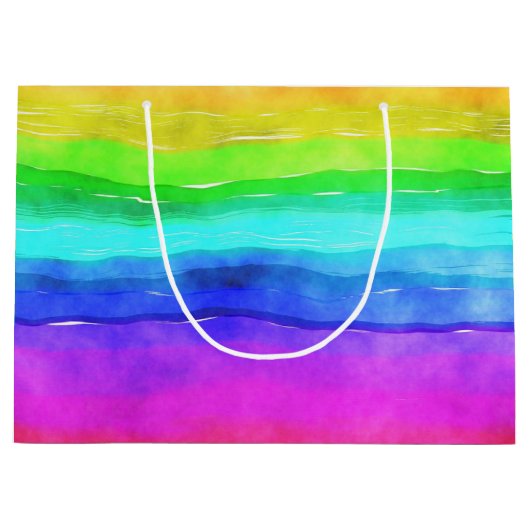 Watercolor Rainbow Stripes Große Geschenktüte (Vorderseite)