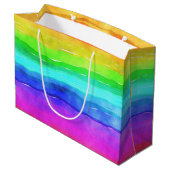 Watercolor Rainbow Stripes Große Geschenktüte (Rückseite Schrägansicht)