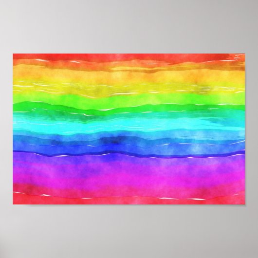 Watercolor Rainbow Stripes Poster (Vorne)