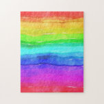 Watercolor Rainbow Stripes Puzzle<br><div class="desc">Bright and colorful multi colored horizontal stripes painted in watercolor,  great background to custom with your own text or images or keep as a cheerful design.</div>