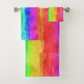 Watercolor Rainbow Strips Design Badhandtuch Set (Insitu)