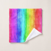 Watercolor Rainbow Strips Design Badhandtuch Set (Waschlappen)