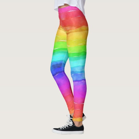 Watercolor Rainbow Strips Design Leggings (Links)
