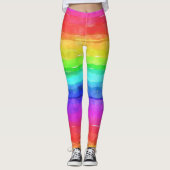 Watercolor Rainbow Strips Design Leggings (Vorderseite)