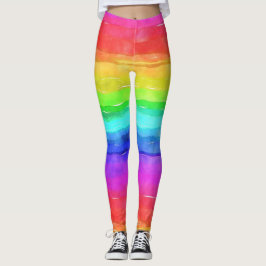 Watercolor Rainbow Strips Design Leggings
