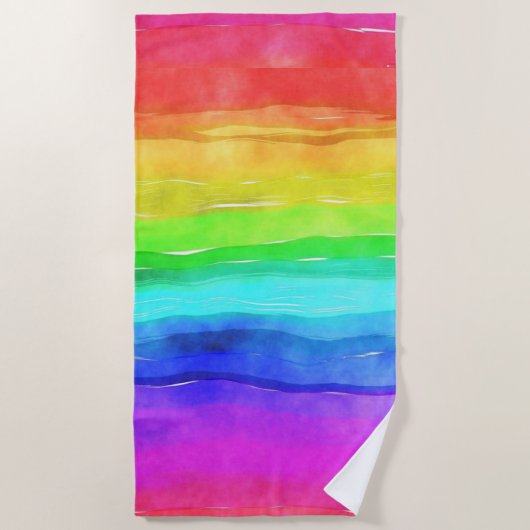 Watercolor Rainbow Strips Design Strandtuch (Vorderseite)