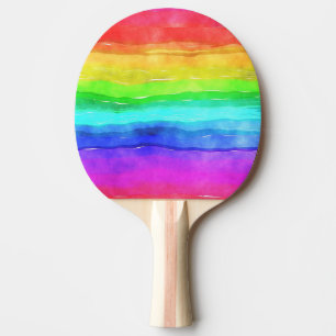 Watercolor Rainbow Strips Design Tischtennis Schläger