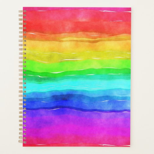 Watercolor Rainbow Strips Designplaner Planer (Vorderseite)