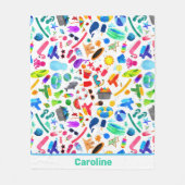 Watercolor Rainbow Summer Fun Kids Pattern Fleecedecke (Vorderseite)