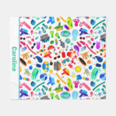 Watercolor Rainbow Summer Fun Kids Pattern Fleecedecke (Vorderseite (Horizontal))