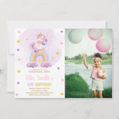 Watercolor Rainbow Unicorn Birthday Einladungen ph (Vorderseite)