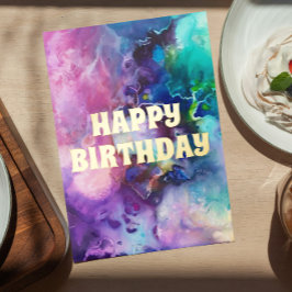 Watercolor Rainbow Whimsical Happy Birthday Grußkarte Mit Foliendruck