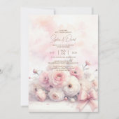 Watercolor Ranunculus Wedding Einladung (Vorderseite)