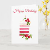 Watercolor Raspberry Cake Birthday Card Karte (Gelbe Blume)