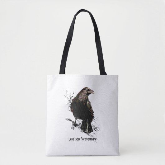 Watercolor Raven Bird Animal Art Zitat Tasche (Vorderseite)