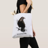 Watercolor Raven Bird Animal Art Zitat Tasche (Von Nahem)
