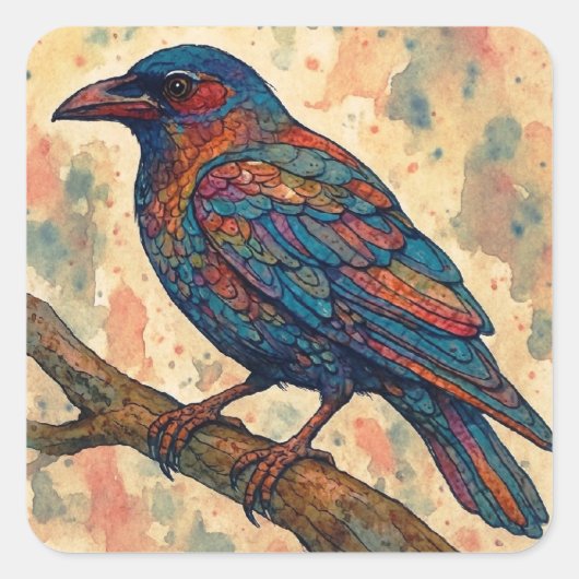 Watercolor Raven Crow Sticker (Vorderseite)
