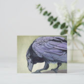 Watercolor Raven Postcard Postkarte (Stehend Vorderseite)