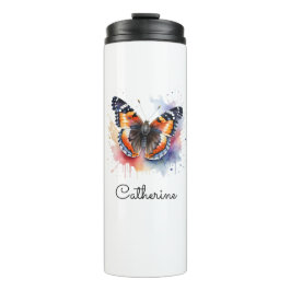 Watercolor Red Admiral Butterfly Personalized Thermosbecher