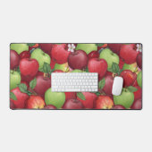 Watercolor Red and Green Apple Harvest Schreibtischunterlage (Tastatur & Maus)