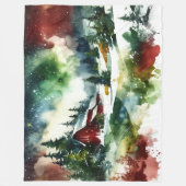Watercolor Red Barn Winter Scene Fleecedecke (Vorderseite)
